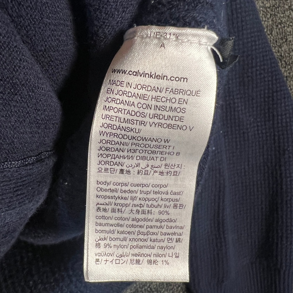 Calvin Klein Mens Navy Blue Waffle Knit Full Zip Hoodie Sweater Jacket Large - Picture 4 of 9